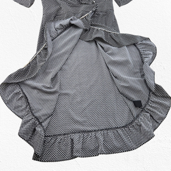 Who What Wear Black White Polka Dot Ruffle Wrap Midi Dress Size Large Officecore - Picture 8 of 10